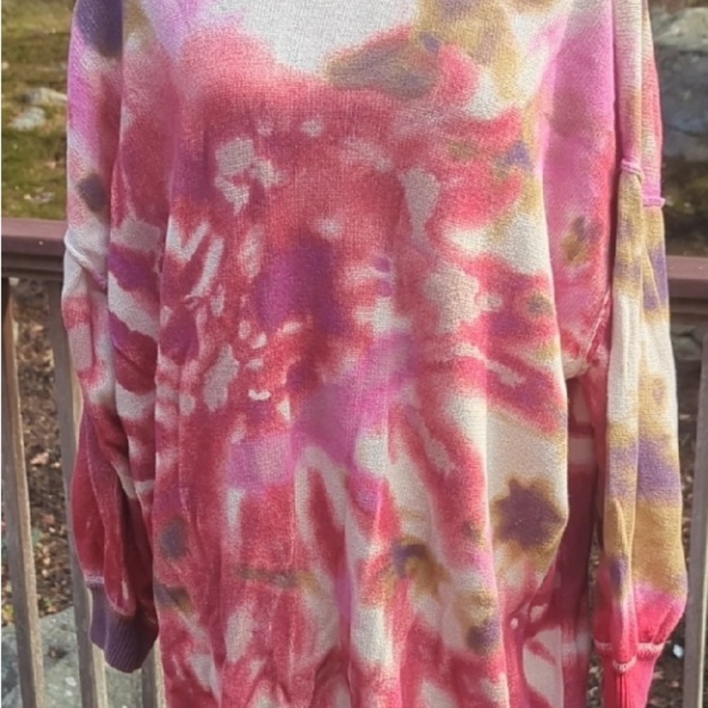 NATURAL LIFE Pink and Purple Tie-Dye Sweater